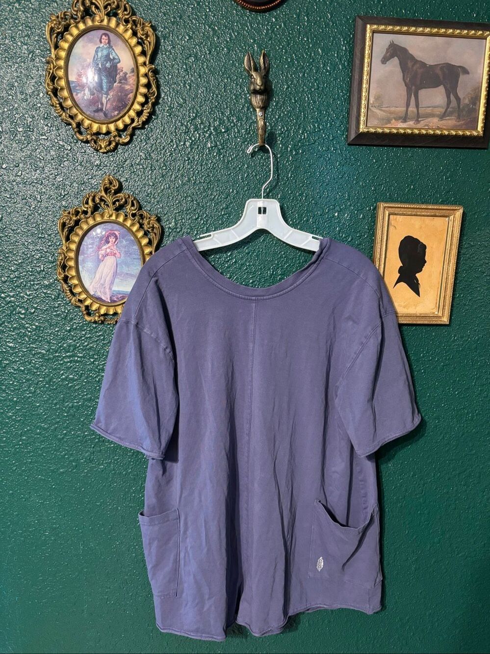 Free People Hot Shot Tee Romper Sz Medium Washed Blue